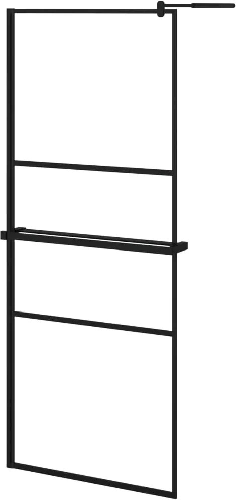 vidaXL fekete ESG üveg és alumínium zuhanyfal polccal 80 x 195 cm