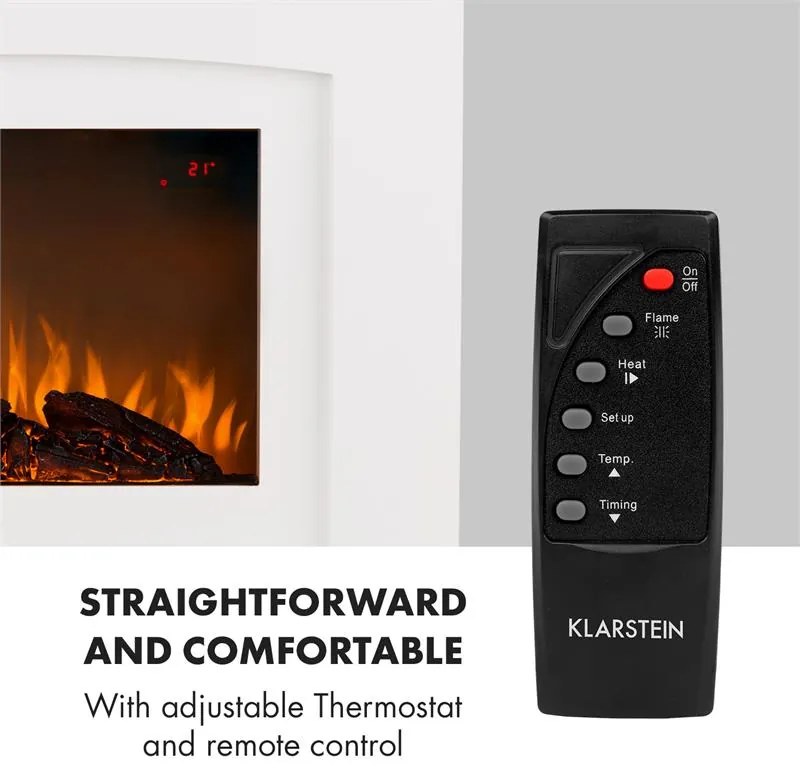 Klarstein Aosta Light & Fire, elektromos kandalló, 1000/2000 W, távirányító