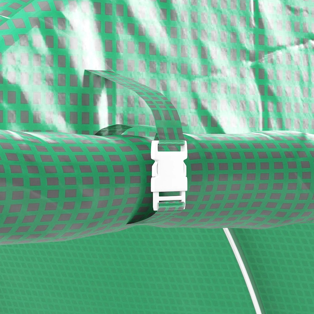 Outsunny Kerti Alagút Üvegház 24m² 8L x 3W x 2H m - 16 Ablak, Feltekerhető Cipzáras Ajtó - Horganyzott Acél Váz, Magas Sűrűségű PE Üvegház Fedél | Aos