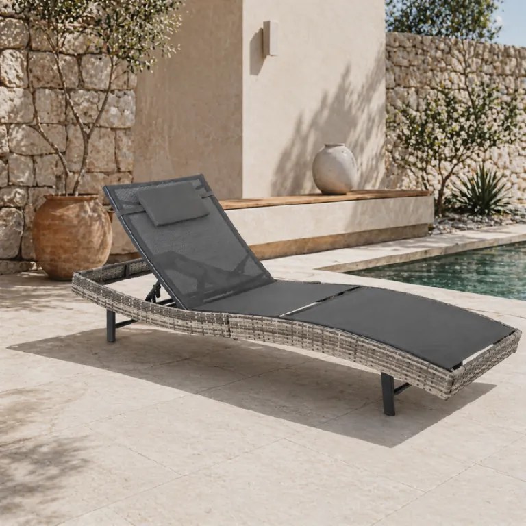 Furnigo Tulum kerti napozóágy szürke - antracit huzat