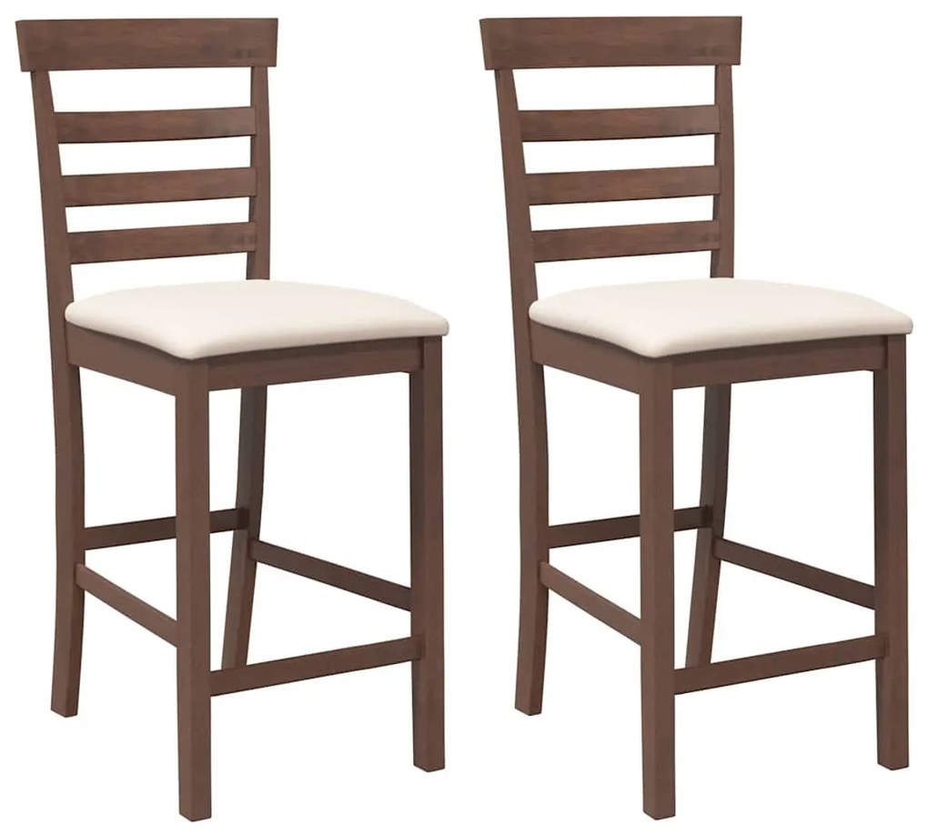 2 db barna tömörfa gumiból bárszékek párnákkal