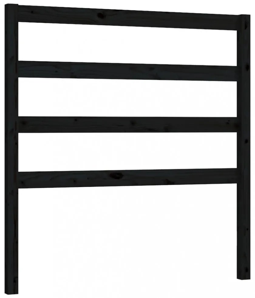 fekete tömör fenyőfa ágyfejtámla 96 x 4 x 100 cm