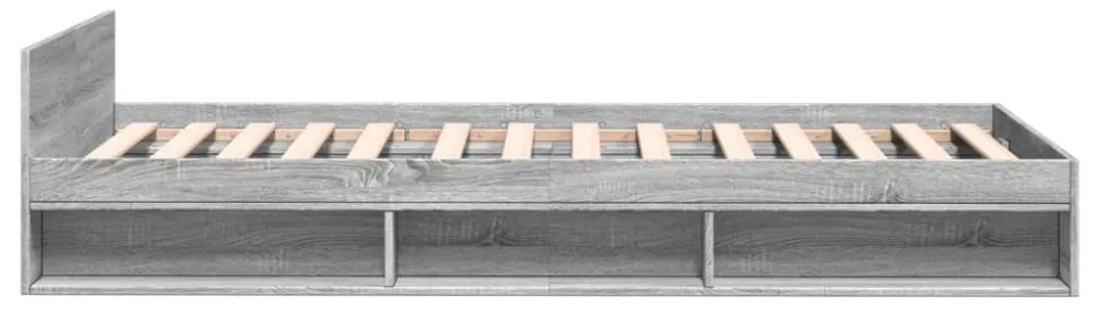 szürke sonoma színű szerelt fa ágykeret fiókkal 100 x 200 cm