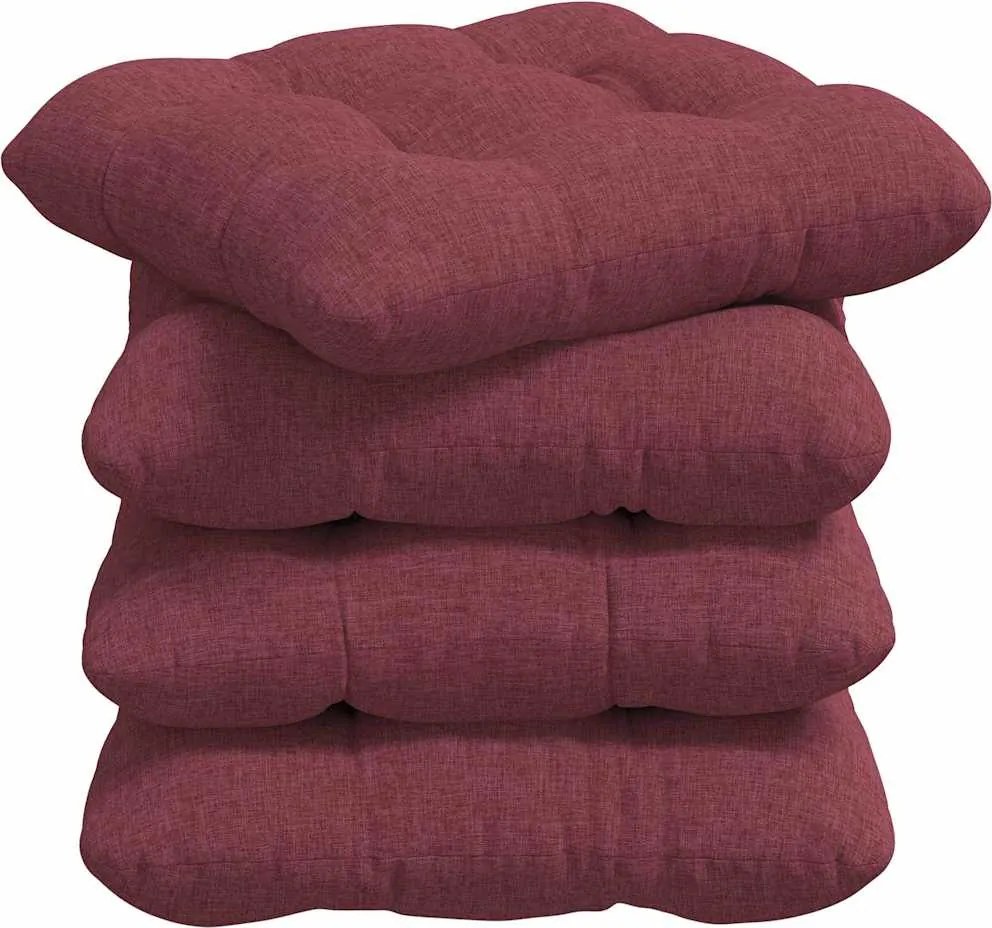 vidaXL Ülőpárnák 4 pcs Bordó 40 x 40 x 12 cm szövet