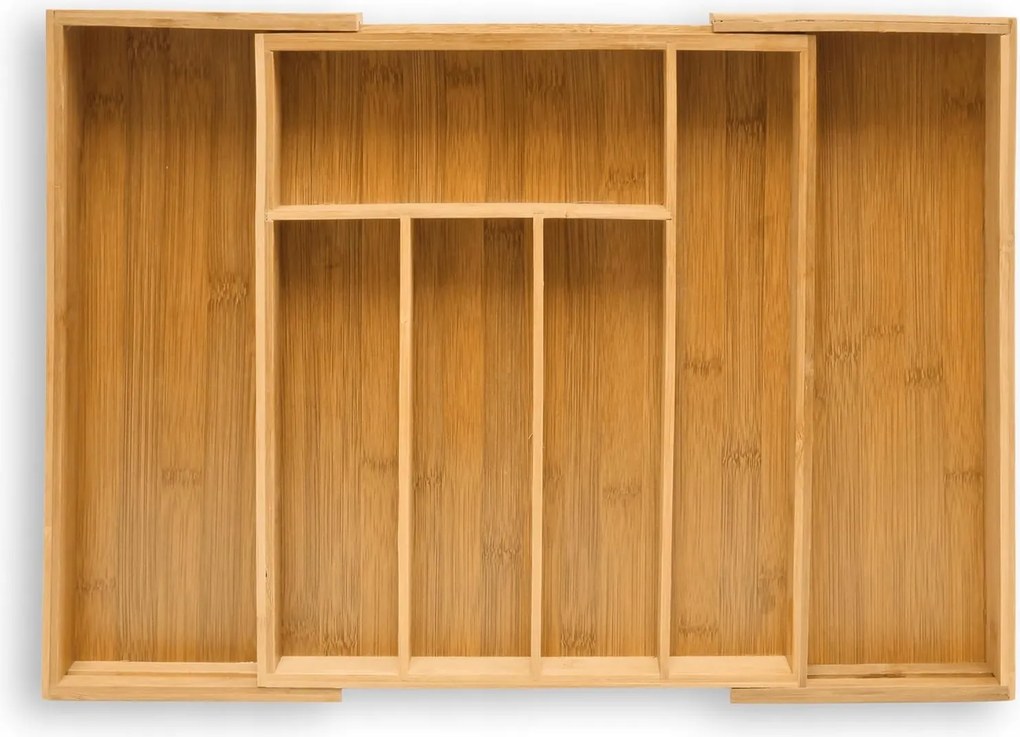 Relaxdays Evőeszköztartó Bambusz 33,5 x 29-48 x 5 cm, barna