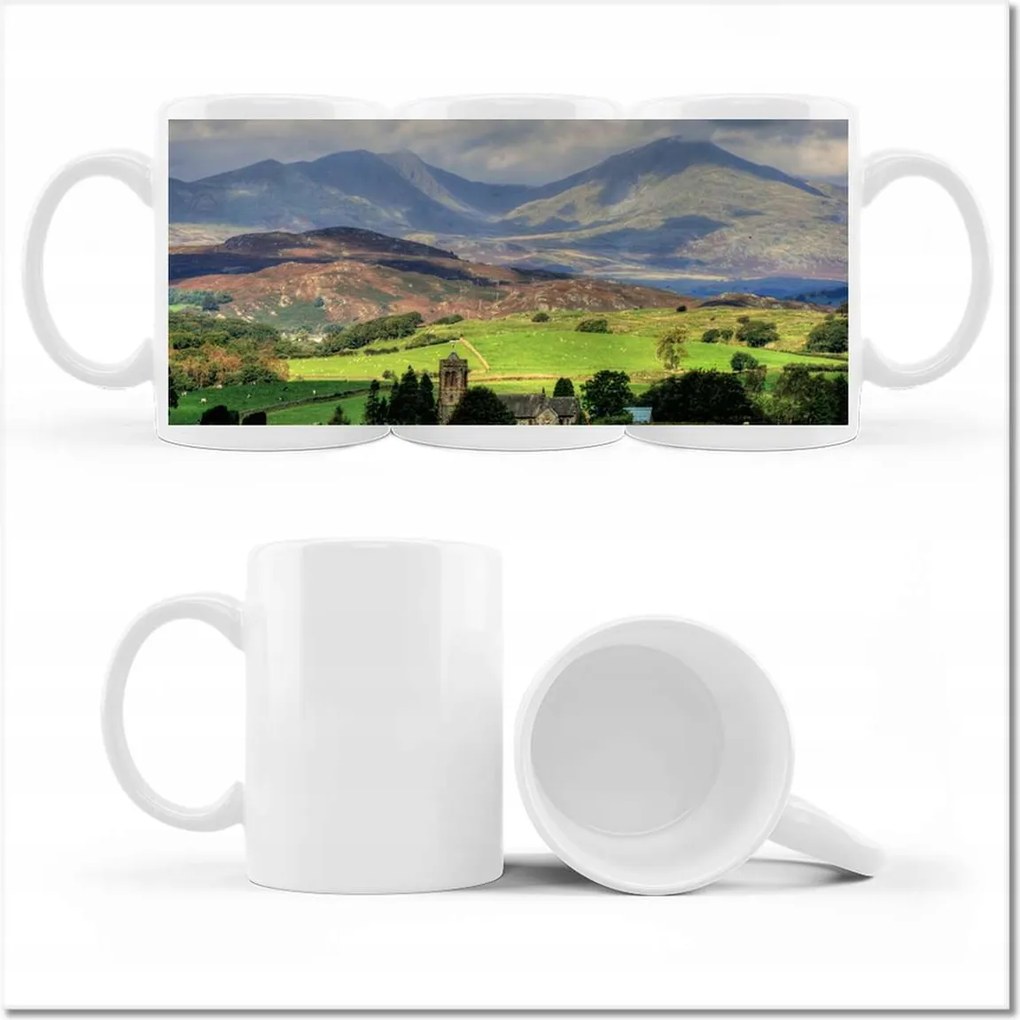 Fotó bögre Gyönyörű hegyi táj Kilátás a hegyekre és völgyekre