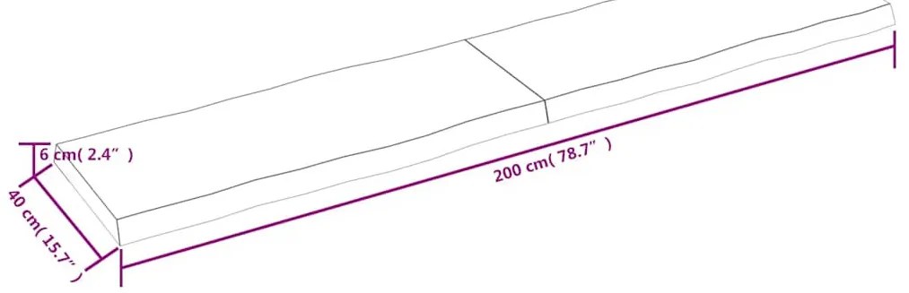 világosbarna kezelt tömör asztallap 200x40x(2-6) cm