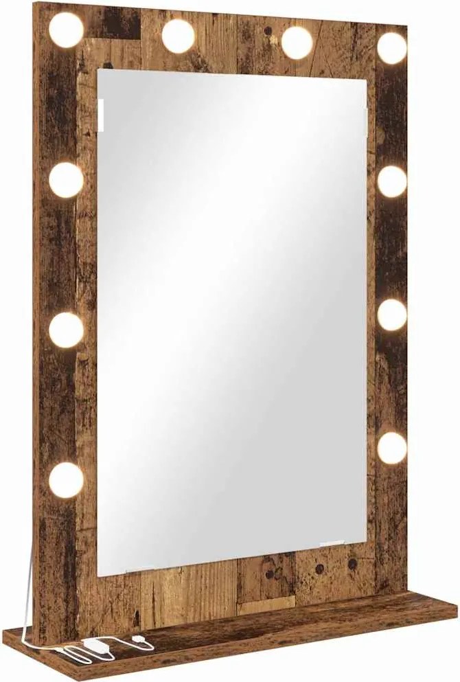 vidaXL Toalett Tükör Füstölt tölgy 70 x 50 x 18 cm Üveg és mérnöki fa