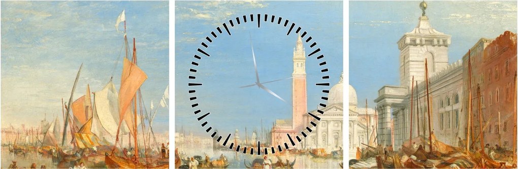 Kép - Joseph Mallord William Turner, Venice the Dogana and San Giorgio Maggiore, reprodukciók (órával) (90x30 cm)