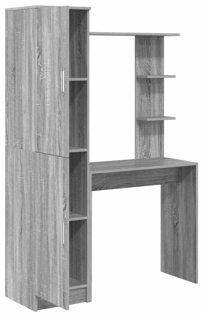 Tárolóval rendelkező íróasztal polcokkal 2 pcs Szürke sonoma