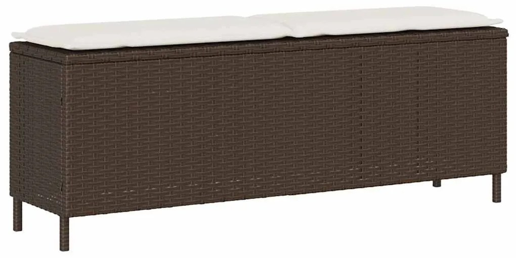 barna polyrattan kerti pad párnával 110x30x40,5 cm