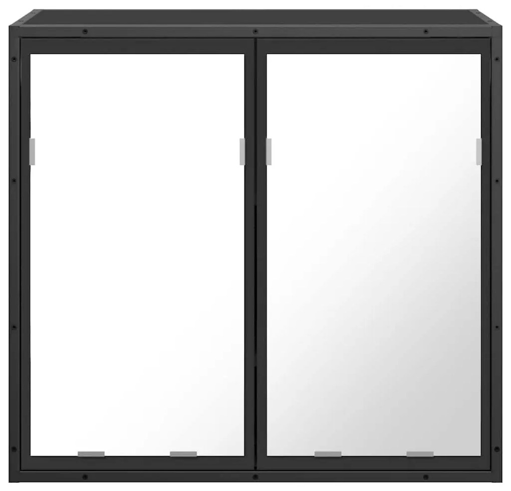 fekete szerelt fa fürdőszobai tükör 65x20x60 cm