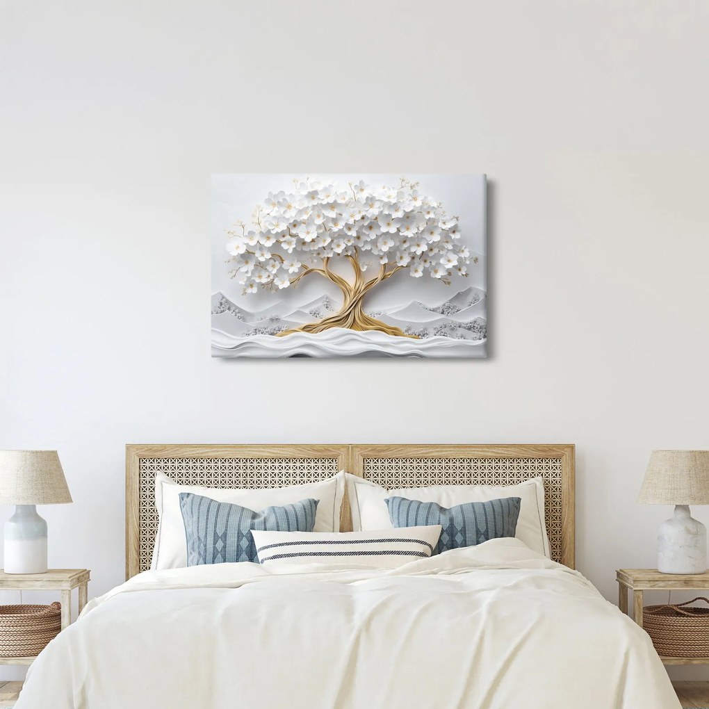 Kép – 3D elegáns életfa virágokkal (90x60 cm)