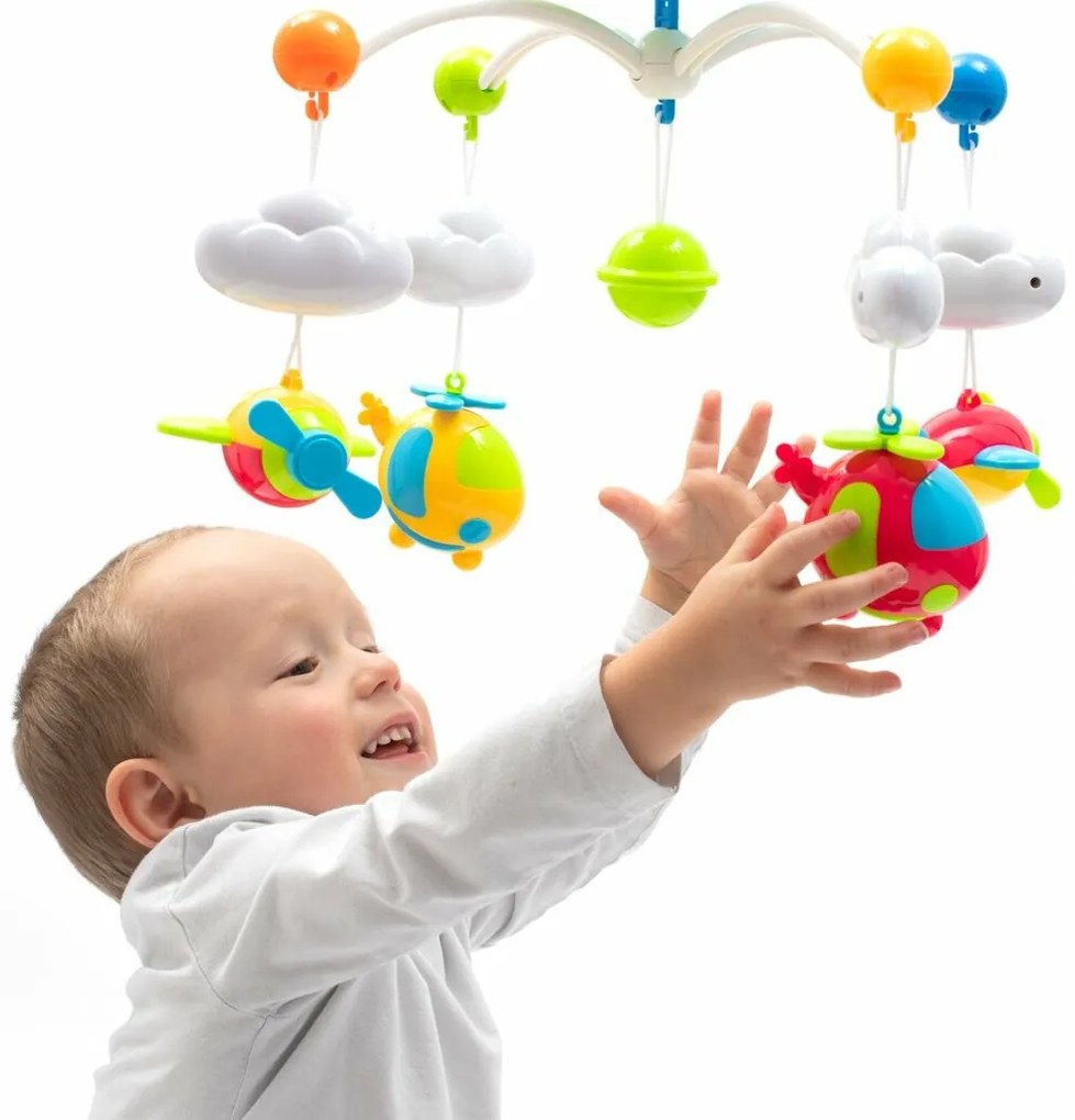 Baby Mix körhinta a kiságy fölé, kivetítővel és távirányítóval, kék színű