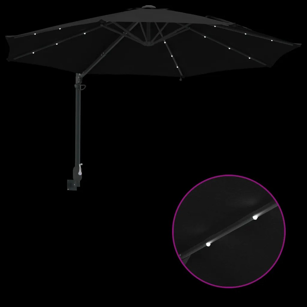 Fali rögzítésű kertiparaván LED-del Fekete 248 cm