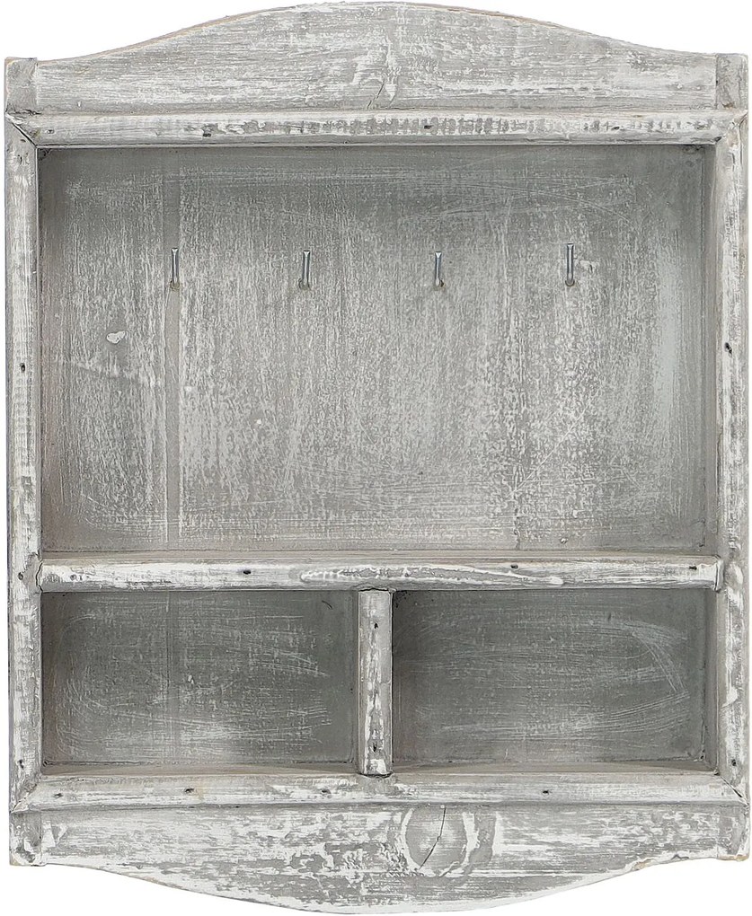 Fa kulcstartó szekrény - szürke (22x27x6 cm) - vidékies stílusú
