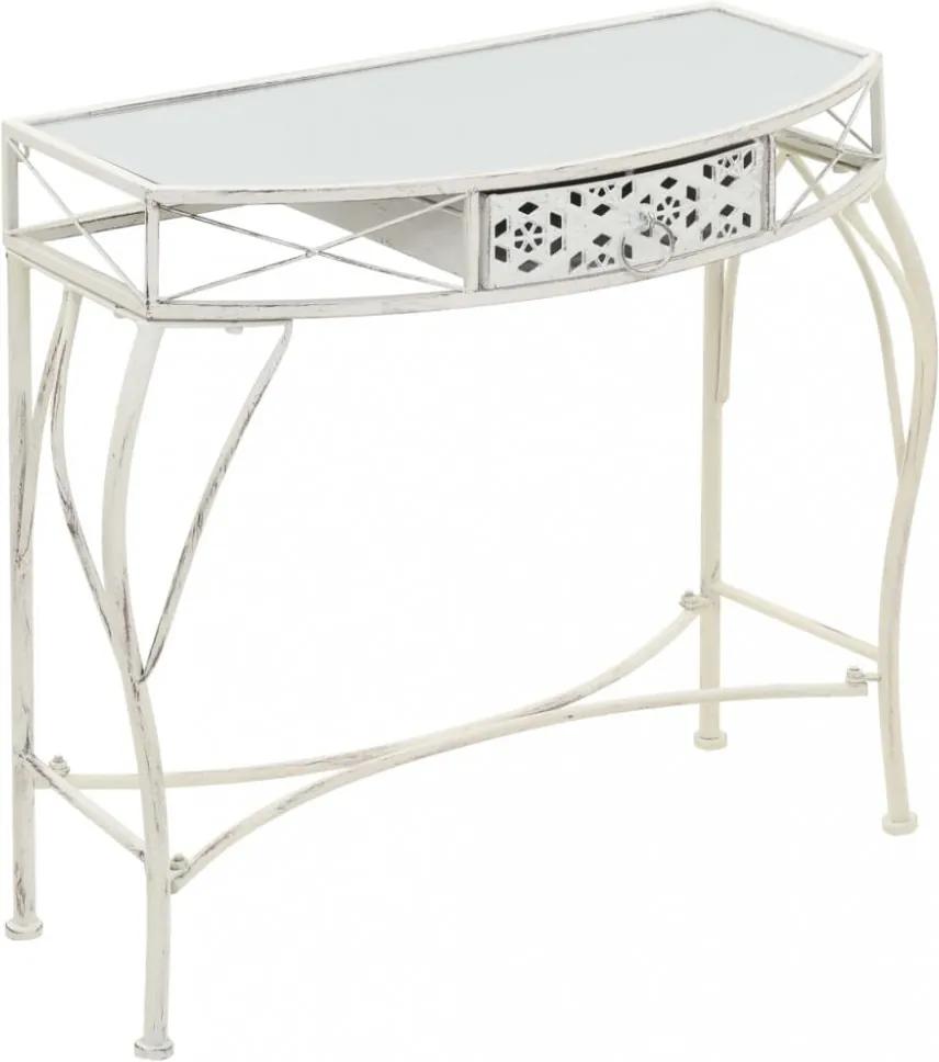 Francia stílusú fehér fém kisasztal 82 x 39 x 76 cm
