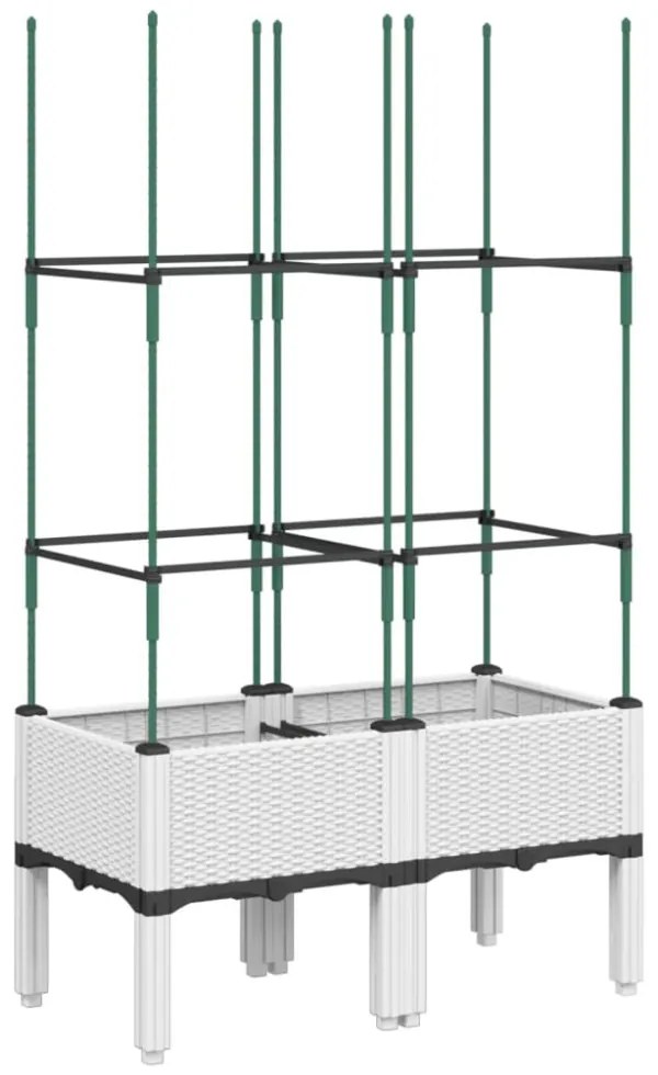 fehér polipropilén rácsos kerti ültetőláda 80 x 40 x 142,5 cm