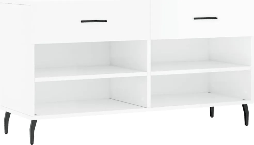 vidaXL magasfényű fehér szerelt fa cipőpolc 102x35x55 cm