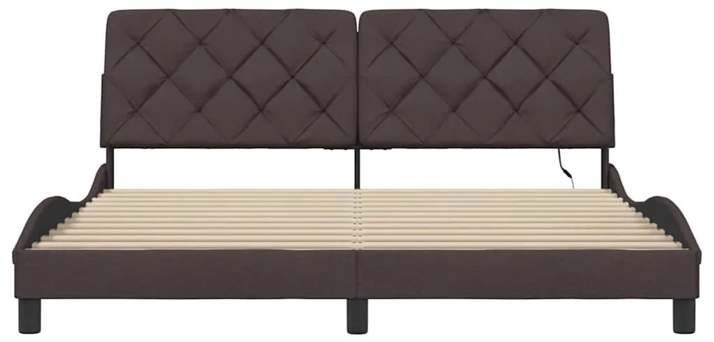 sötétbarna szövet ágykeret LED-es matrac nélkül 180 x 200 cm