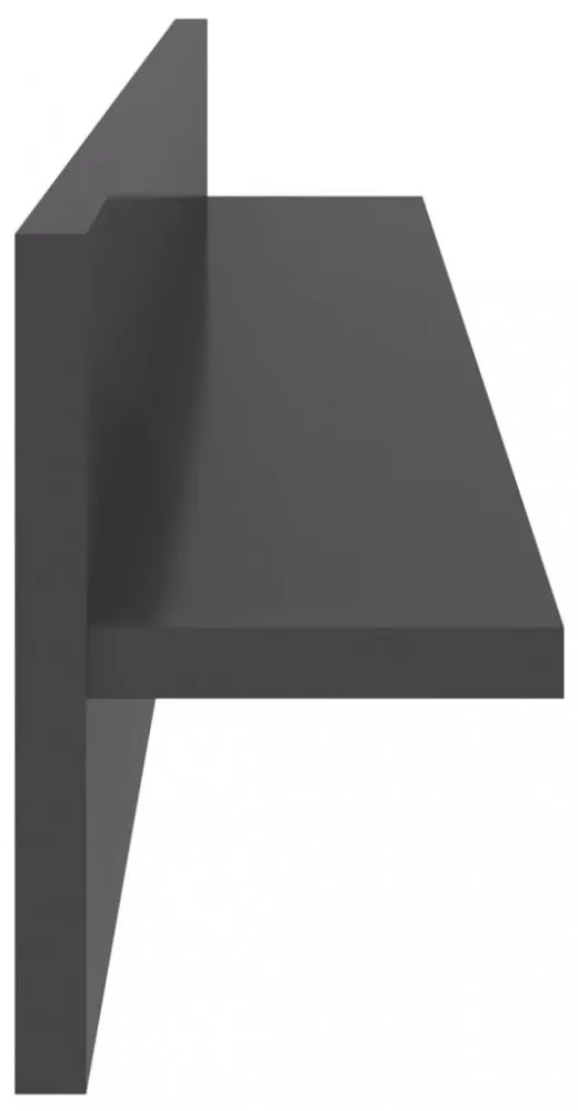 4 db magasfényű szürke szerelt fa fali polc 80 x 11,5 x 18 cm