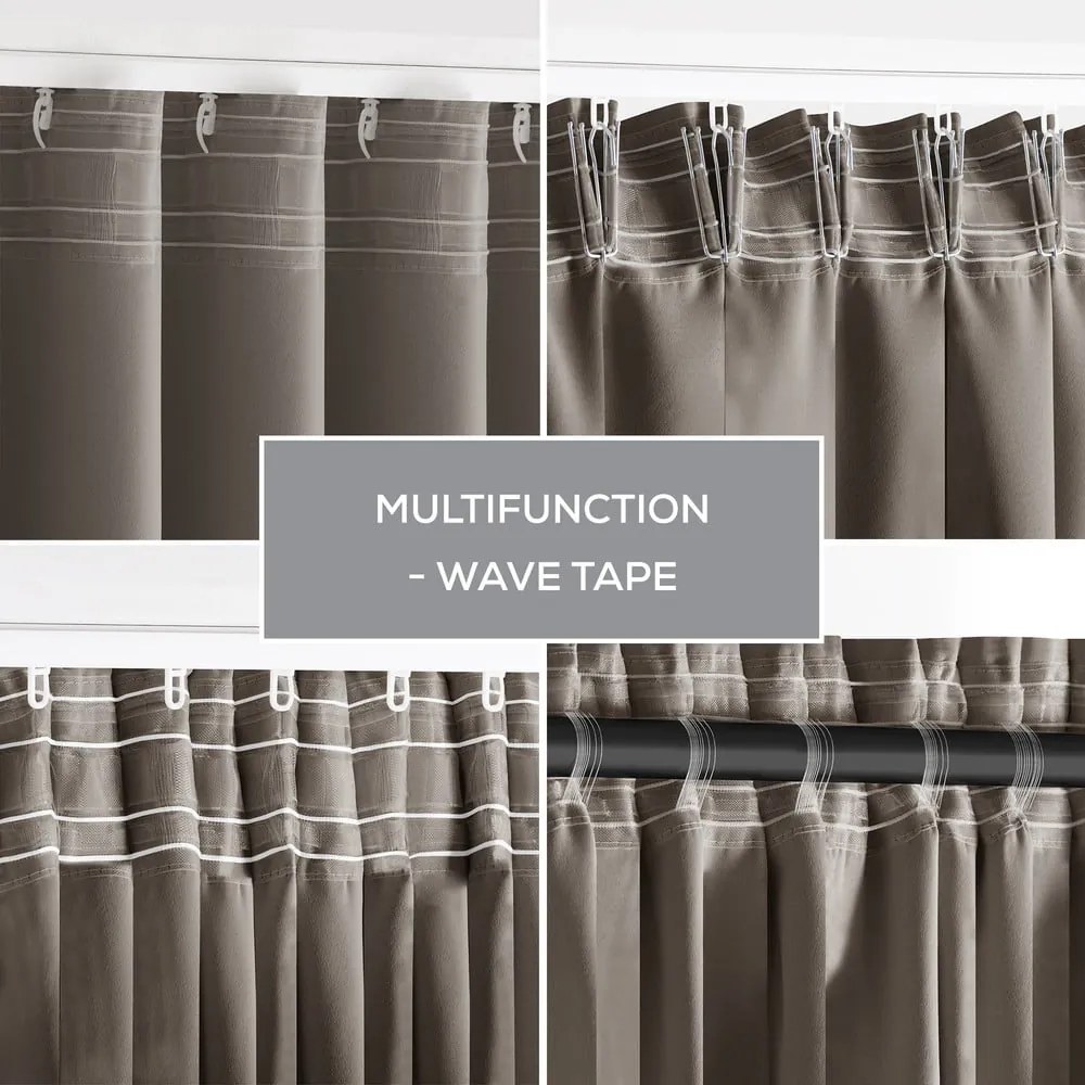 Szürkésbarna sötétítő termo függöny 140x245 cm Pleat – Restilo