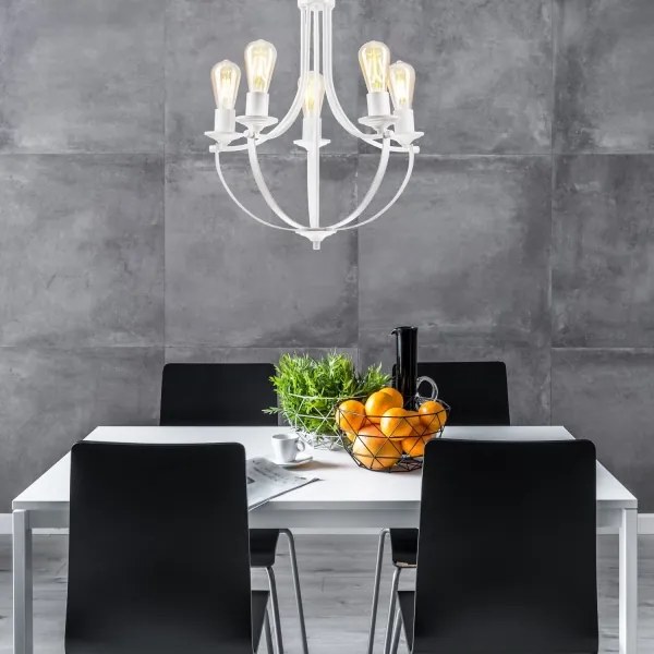 Csillár láncon GINA 5xE27/60W/230V fehér