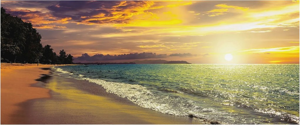 Fotótapéta Flizelin Fal Hálószoba Tengerpart naplementekor 250x104 Ragasztó