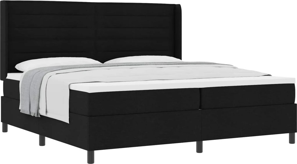 vidaXL Boxrugós ágy matracmal fejtámlával Fekete 200 x 200 cm szövet