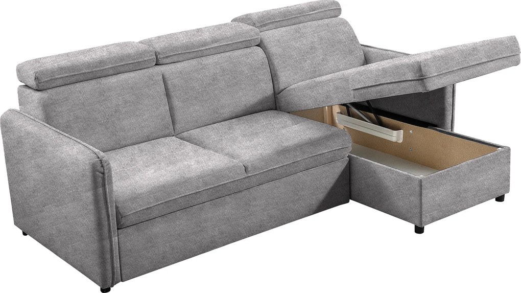 Kinyitható ülőgarnitúra, világosszürke, ALECHANDRO B ROH