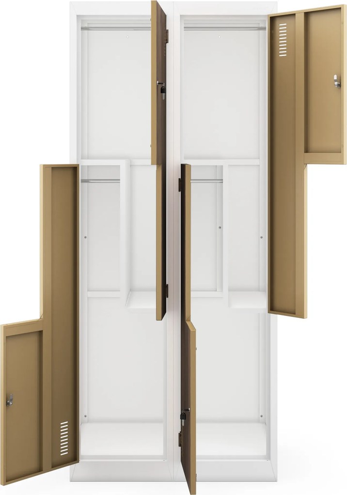 L alakú öltözőszekrény, fehér, dió, 800x1850x450 mm: JULIA Eco Design