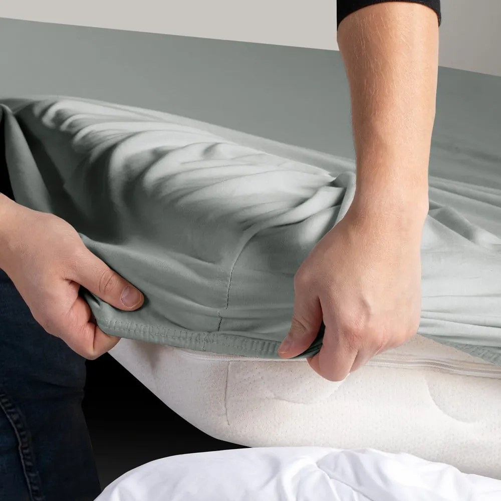 Világosszürke gumis jersey lepedő 160x200 cm Amber – Restilo