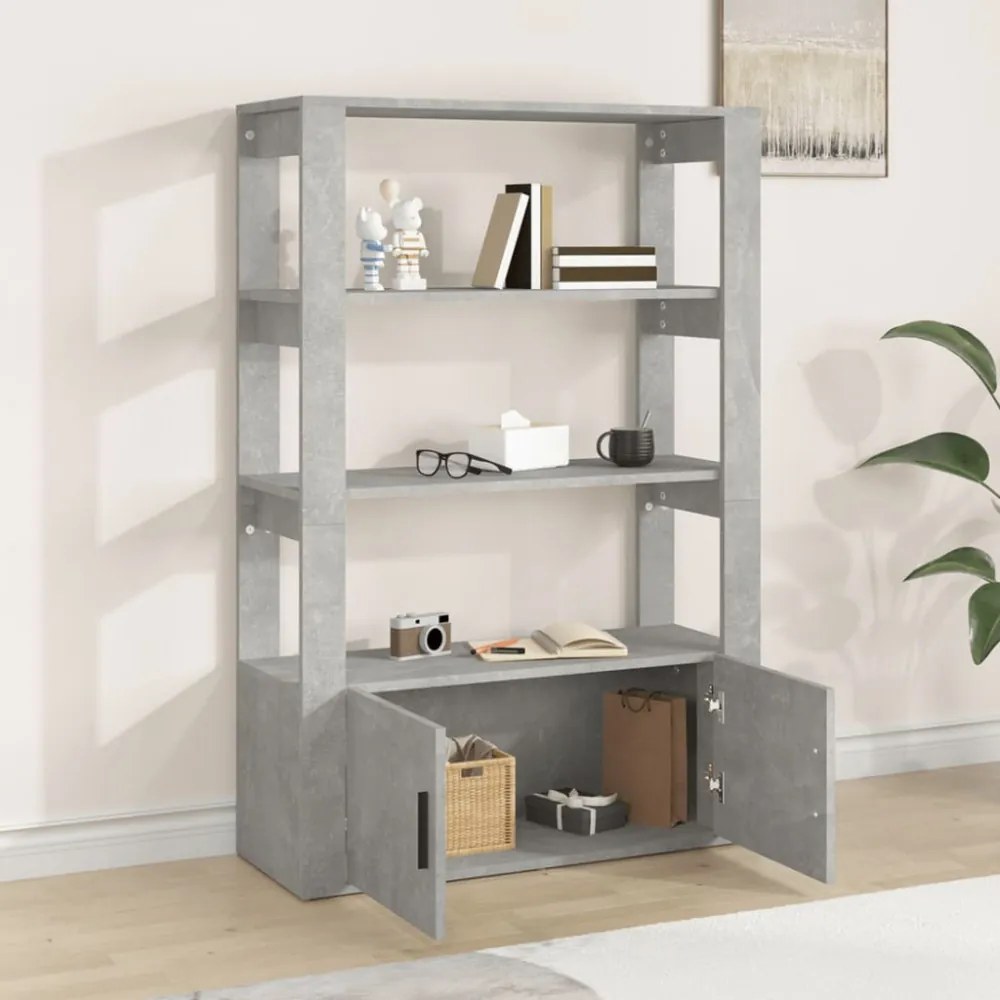 betonszürke szerelt fa tálalószekrény 80x30x119,5 cm