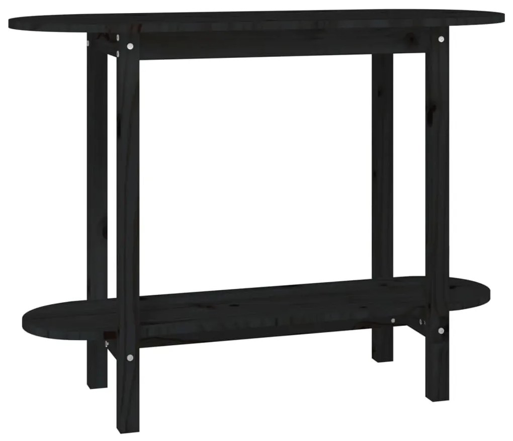 Fekete tömör fenyőfa tálalóasztal 110x40x80 cm