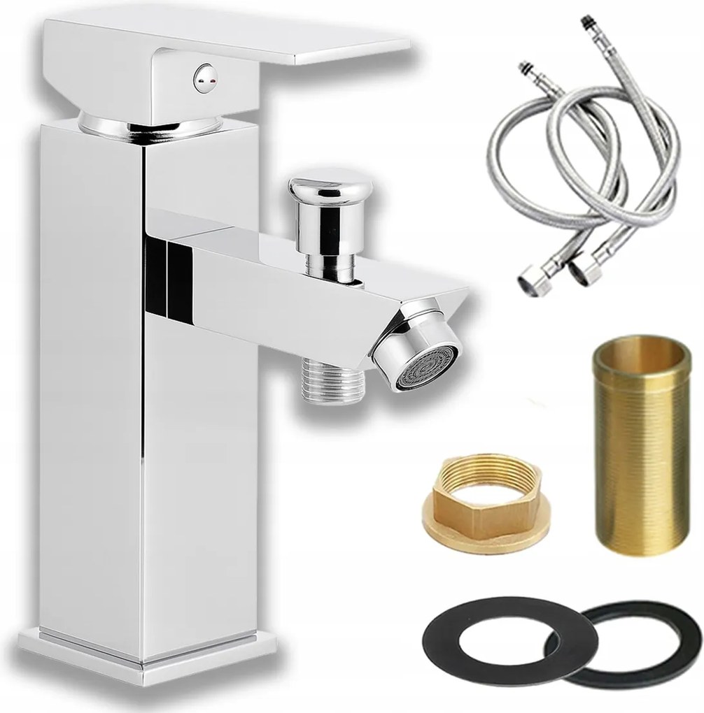 Álló Mosdó Csaptelep Króm, EGYlyukú Kád Kapcsolóval