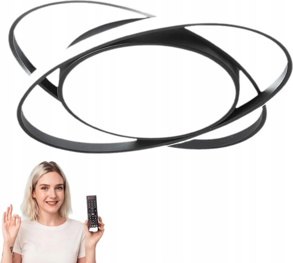 Mennyezeti Lámpa Plafon Csillár Fekete Led Loft Távirányító 3 Színben Akasztós