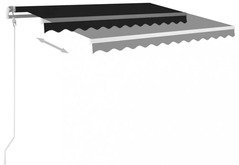 antracitszürke kézzel kihúzható LED-es napellenző 350 x 250 cm