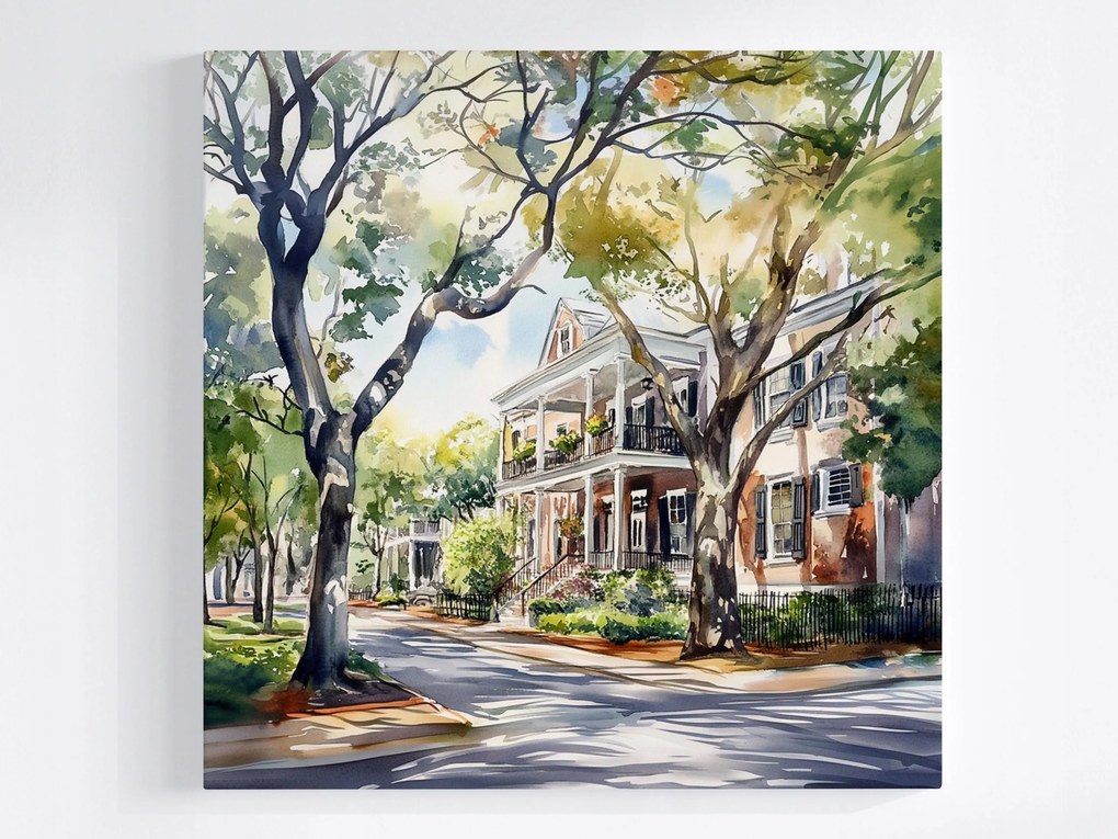 Vászonkép Canvas Város Savannah Georgia Utca Ház Rezidencia 40x40