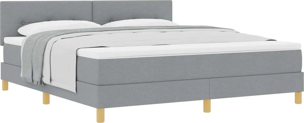 vidaXL Boxrugós ágy matracmal Világosszürke 180 x 200 cm szövet