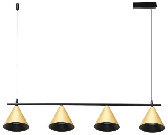 Csillár zsinóron CONE 4xGU10/10W/230V arany/fekete