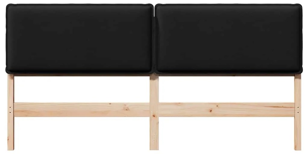 Kárpitozott fejtámla Természetes és fekete 180 cm Tömör fenyőfa