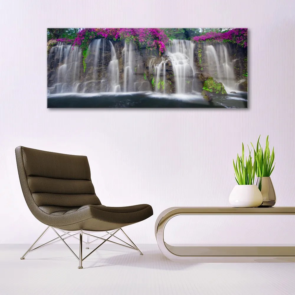 Fali üvegkép vízesés Természet 100x50 cm