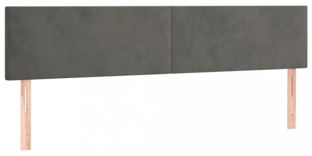 sötétszürke bársony rugós és LED-es ágy matraccal 200x200 cm