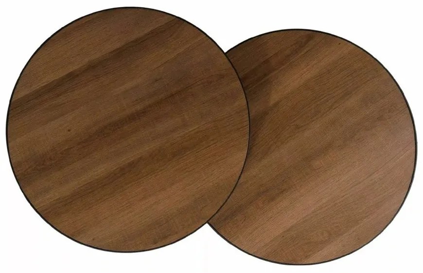 Kisasztalok PENELOPE 2 db-os szett Ø 50 cm, dió dekorációval