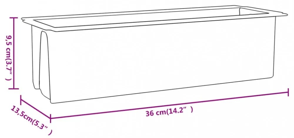 12 db szürke polipropilén virágláda raklapokhoz 36x13,5x9,5 cm