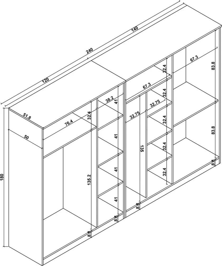 Kardelen gardróbszekrény, 280 cm – TR350MWD1159