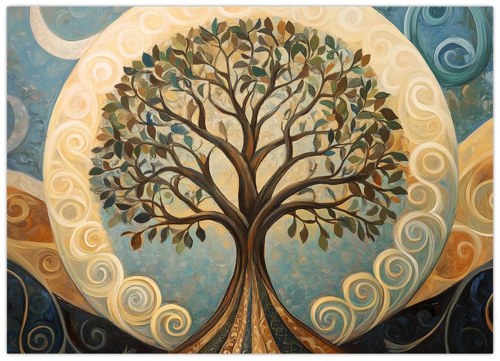 Kép – Életfa és spirálok (70x50 cm)