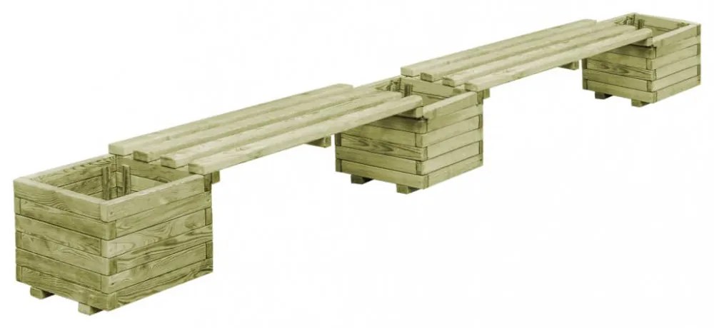 impregnált fenyőfa kerti virágtartó pad