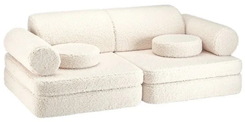 Krémszínű buklé gyerek kanapé 132 cm Settee – Wigiwama