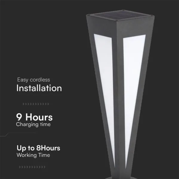 LED Napelemes lámpa LED/2W/3,7V IP65 3000K fekete